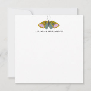 Personligen Boho Blommigt Butterfly Illustration Anteckningskort