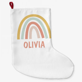Personligen Boho Rainbow Kids Stor Julstrumpa
