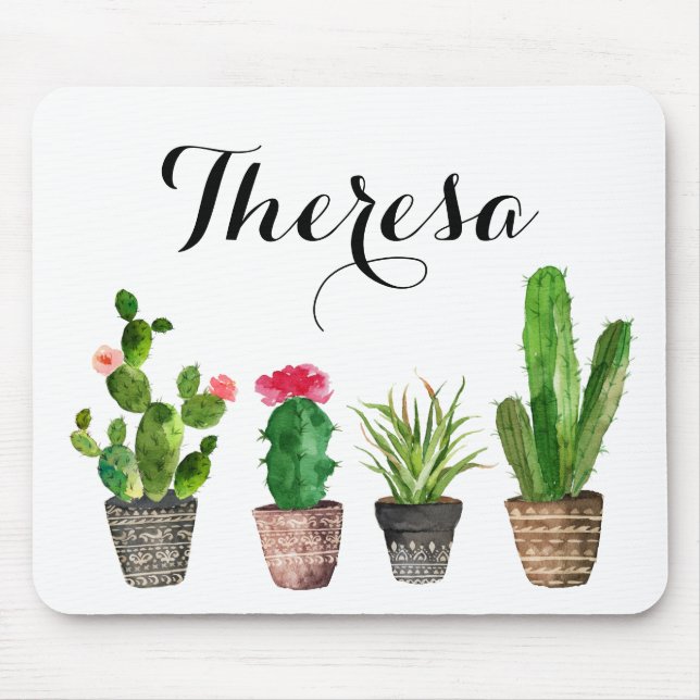 Personligen Boho Watercolor Succulents Musmatta (Framsidan)