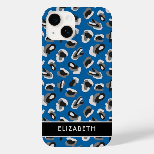 Personligen Bold Modern Blue Animal Print Mönster (Baksida)