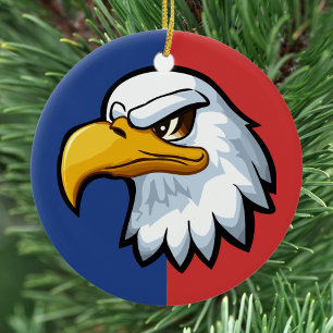 Personligen Bold Patriotic Tecknad Eagle Julgransprydnad Keramik