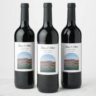 Personligen Bord Mountain Wedding Favor Vinflaska Etikett