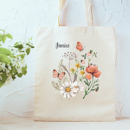 Personligen Botanical WildblommFlower Boho Tygkasse