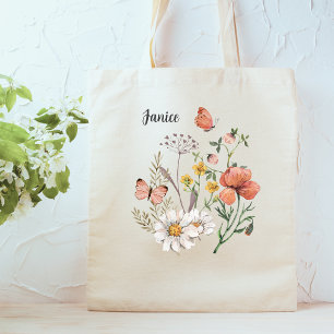 Personligen Botanical WildblommFlower Boho Tygkasse