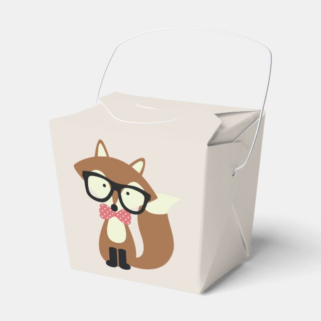 Personligen Bow Tie and Glass Hipster Brown Fox Presentaskar (Framsidan Sidan)