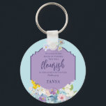Personligen Bredd Blommigt för vattenfärg i vår,  Nyckelring<br><div class="desc">Vår Watercolor Blommigt Bible Verse Personlig Keychain med en bukett av sommarblommor som brinner fram från en vintage i finare. Söt blommigtar av pastel vår med dominerande blått och lila nav påminner om Påsk och Springtime. Psalm 92:13 talar om hur de planterade i Yahweh Gud kommer att blomstra. Gör en...</div>