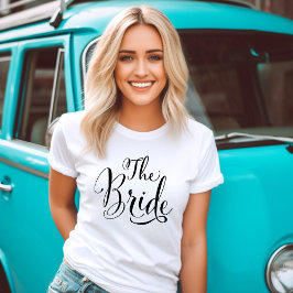 Personligen Bride Black Script Bröllop Tee