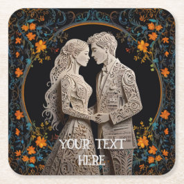 Personligen Bride & Groom Bröllop Underlägg Papper Kvadrat