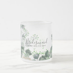 Personligen Bridesmaid Gifts Vit ros Theme Frostad Glasmugg