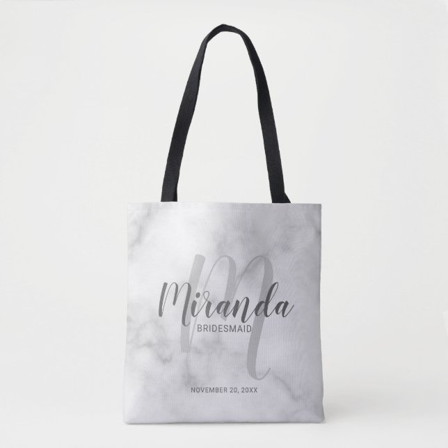 Personligen Bridesmaider i Classy Marble Script Tygkasse (Framsida)