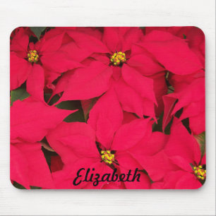 Personligen Bright Red jul Poinsettias Musmatta