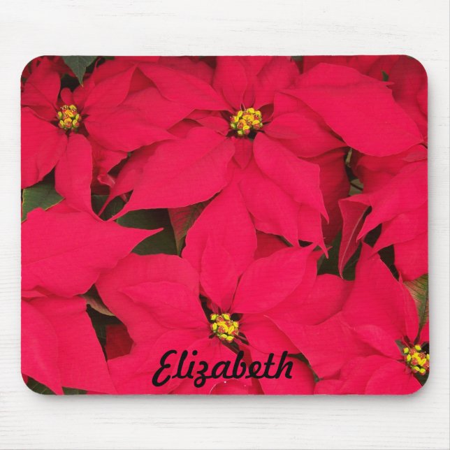 Personligen Bright Red jul Poinsettias Musmatta (Framsidan)
