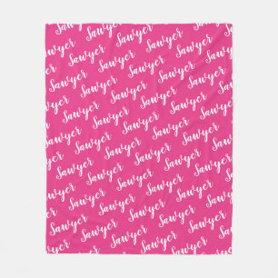 Personligen Bright Rosa Calligraphy Repeat Namn Fleecefilt
