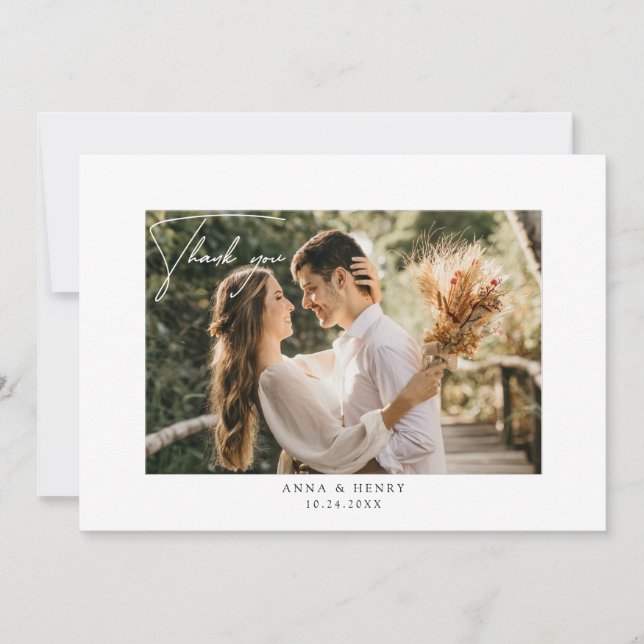 Personligen Bröllop för handskrivet skript i elega Tack Kort (Framsida)