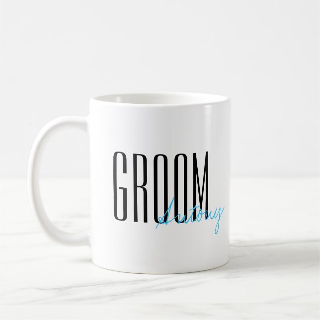 Personligen Bröllop i Brev i fetstil "Groom" Kaffemugg (Vänster)