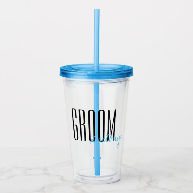 Personligen Bröllop i Brev i fetstil "Groom" Take Away Mugg (Framsida)