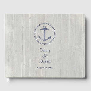 Personligen Bröllop i Nautical Weasted Wood Gästböcker