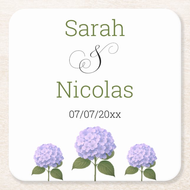 personligen Bröllop underlägg minimalist Papper Kvadrat (Framsidan)