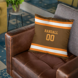 Personligen Brown, Orange & White Football Team Kudde