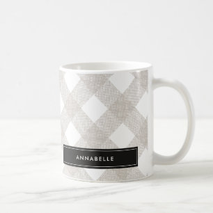 Personligen Buffalo tartan Modern naturbeige c Kaffemugg