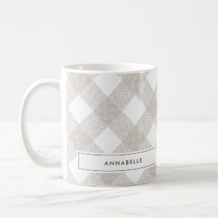 Personligen Buffalo tartan Modern naturbeige Kaffemugg