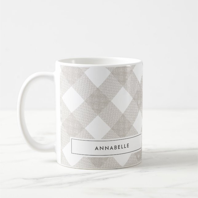 Personligen Buffalo tartan Modern naturbeige Kaffemugg (Vänster)