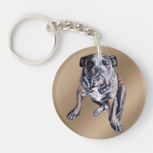 Personligen Bulldog Keychain Engel Bulldog Gift