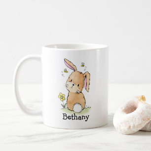 Personligen Bunny Rabbit and Bees Kaffemugg