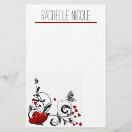 Personligen Butterflies och Hearts Brevpapper