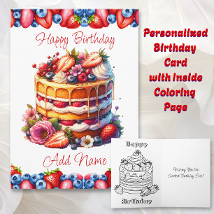 Personligen Cake Berries and Flowers Kort