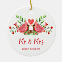 Personligen Cardinal Lovebird Julgransprydnad Keramik