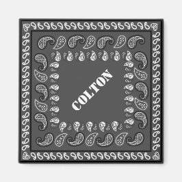 Personligen Charcol Grått Western Paisley Bandana Magnet