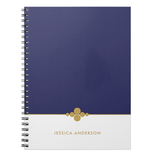 Personligen Chic Navy White Guld Anteckningsbok (Framsidan)