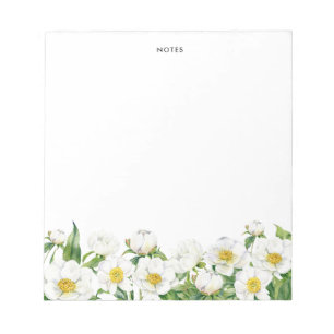 Personligen chic Vit Vår blommor Anteckningsblock