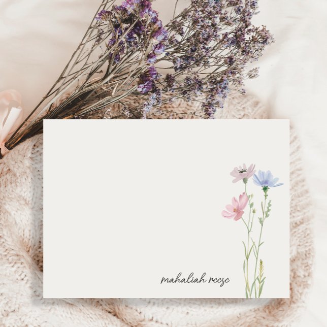 Personligen chic Wildblomme Meadow Calligraphy Anteckningskort (Skapare uppladdad)