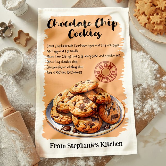 Personligen Chocolate Chip Cookies Recipe Kökshandduk (Skapare uppladdad)