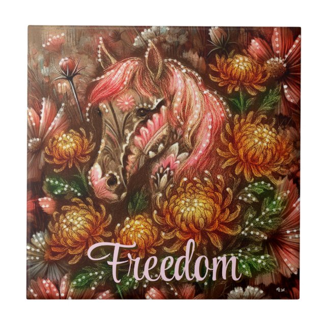 Personligen Chrysanthemums Blommigt  för Autumn Ho Kakelplatta (Framsidan)