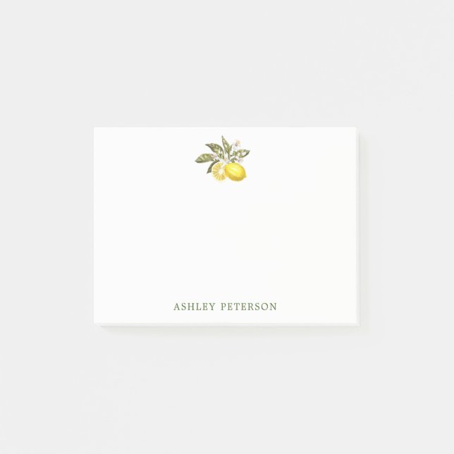 Personligen Citrus i vattenfärgen Lemon Post-it Block (Framsida)