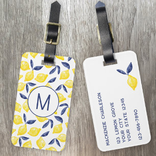 Personligen Citrus Watercolor Monogram Bagagebricka