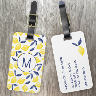 Personligen Citrus Watercolor Monogram Bagagebricka