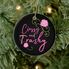 Personligen Classy och Trashy Rosa ros Julgransprydnad Keramik