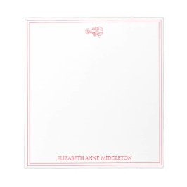 Personligen Coastal Preppy Red and White Lobster Anteckningsblock