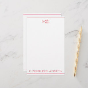 Personligen Coastal Preppy Red and White Lobster Brevpapper