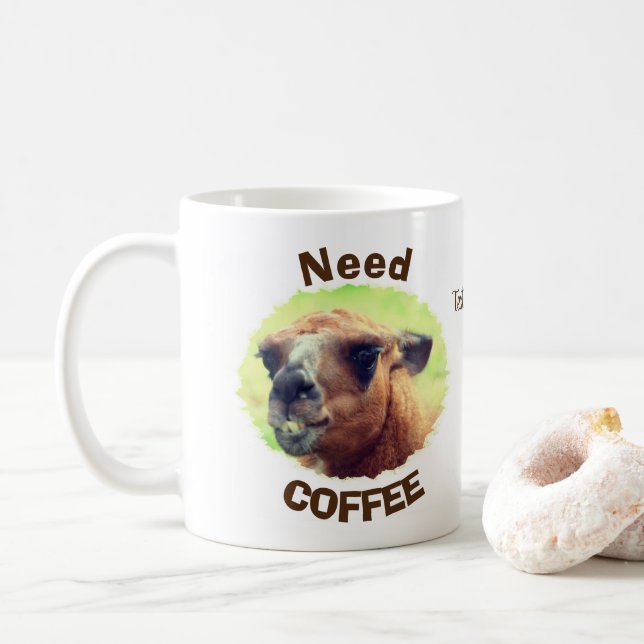 Personligen Coffee Humor Llama Kaffemugg (Med munk)
