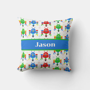 Personligen Colorful Robots Kids Kudde