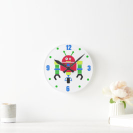 Personligen Colorful Robots Kids Rund Klocka