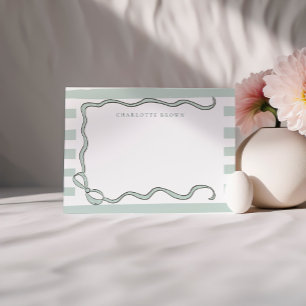 Personligen Coquette Bow & Mint Grönt Rand Anteckningskort