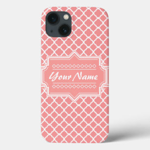 Personligen Coral and White Quatrefoliil Lattice