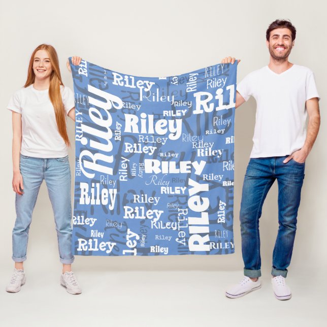 Personligen Cornblomma Blue White Namn Mönster Fleecefilt (På plats)