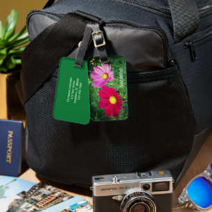 Personligen Cosmos Flower Trio Bagagebricka